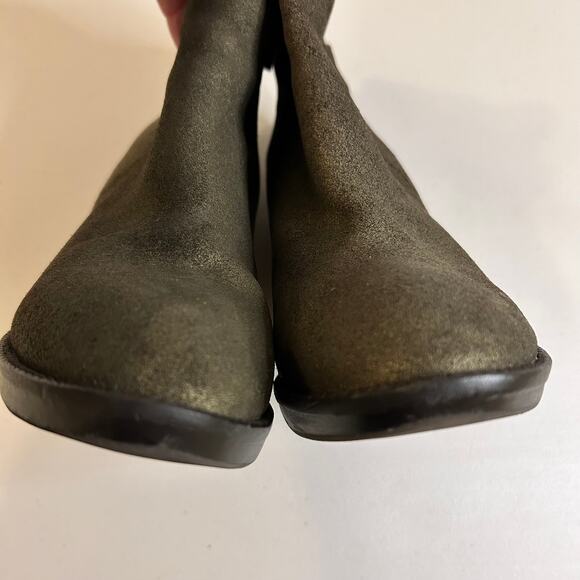 Kenneth Cole Women's High Idol Metallic Leather Green Zip Up Ankle Boots - Picture 8 of 15